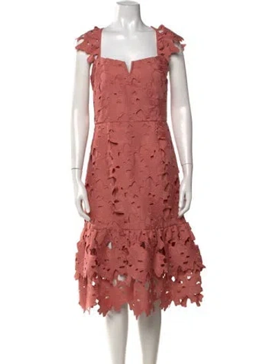 Pre-owned Saylor Floral Print Midi Length Dress In Neutrals