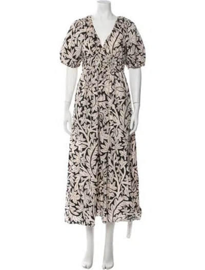 Pre-owned Saylor Floral Print Midi Length Dress In Neutrals