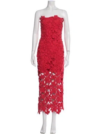 Pre-owned Saylor Floral Print Midi Length Dress In Red