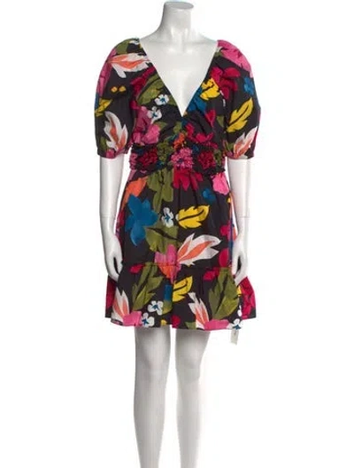 Pre-owned Saylor Floral Print Mini Dress In Black