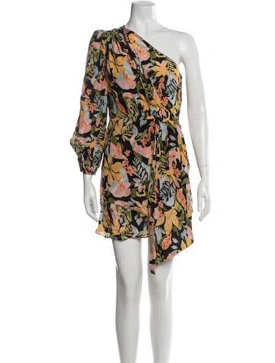 Pre-owned Saylor Floral Print Mini Dress In Black