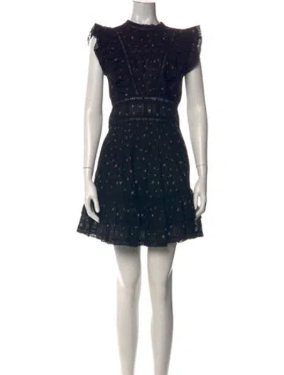 Pre-owned Saylor Floral Print Mini Dress In Black
