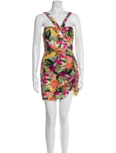 Pre-owned Saylor Floral Print Mini Dress In Black