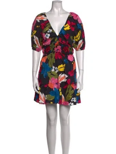 Pre-owned Saylor Floral Print Mini Dress In Black
