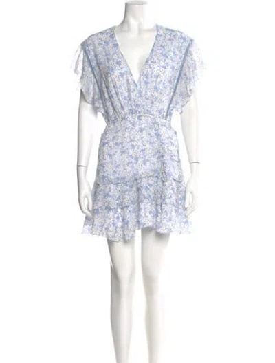 Pre-owned Saylor Floral Print Mini Dress In Blue