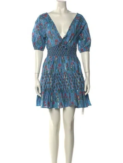 Pre-owned Saylor Floral Print Mini Dress In Blue