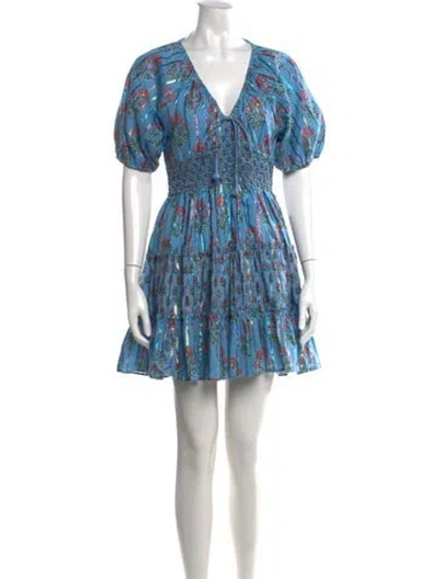 Pre-owned Saylor Floral Print Mini Dress In Blue
