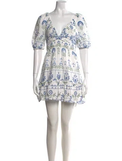 Pre-owned Saylor Floral Print Mini Dress In Blue