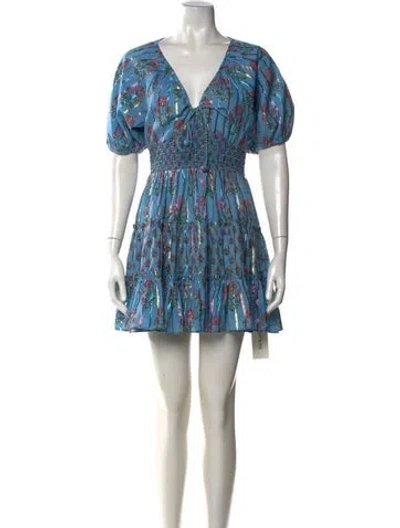 Pre-owned Saylor Floral Print Mini Dress In Blue
