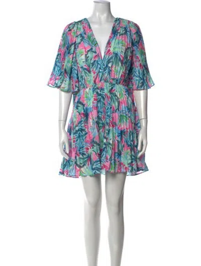 Pre-owned Saylor Floral Print Mini Dress In Blue