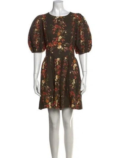 Pre-owned Saylor Floral Print Mini Dress In Brown