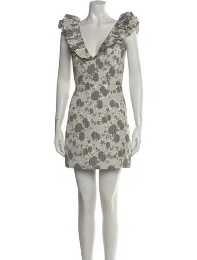 Pre-owned Saylor Floral Print Mini Dress In Gray