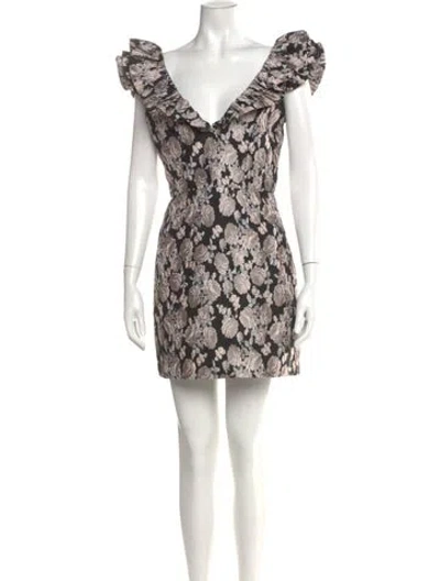 Pre-owned Saylor Floral Print Mini Dress In Neutral