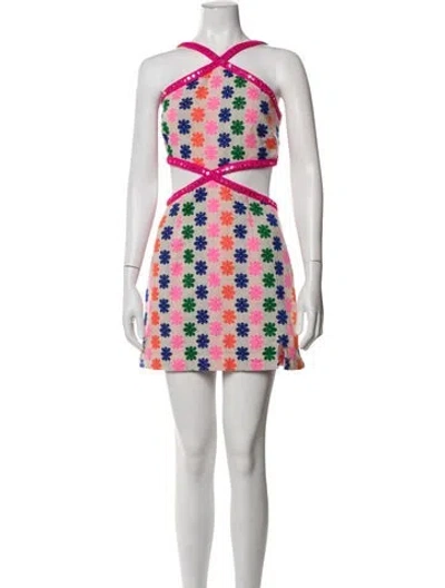 Pre-owned Saylor Floral Print Mini Dress In Neutrals