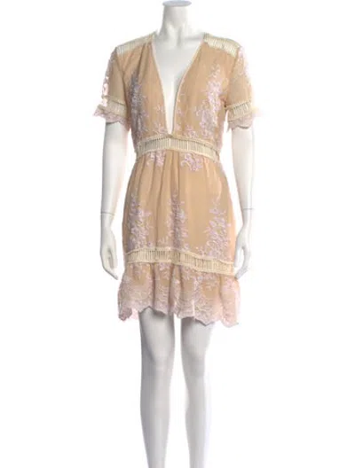 Pre-owned Saylor Floral Print Mini Dress In Neutrals
