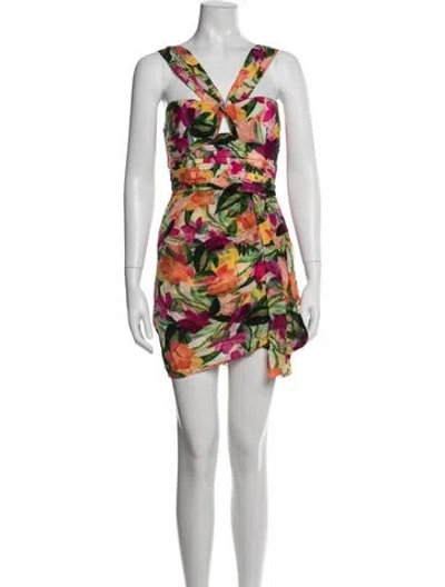 Pre-owned Saylor Floral Print Mini Dress In Orange