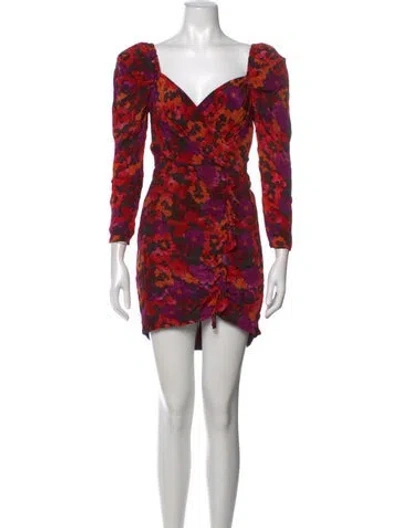 Pre-owned Saylor Floral Print Mini Dress In Red