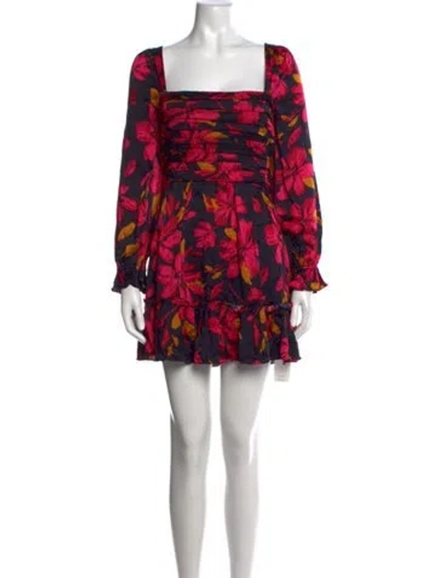 Pre-owned Saylor Floral Print Mini Dress In Red