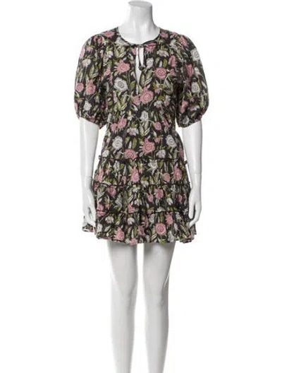 Pre-owned Saylor Floral Print Mini Dress In White