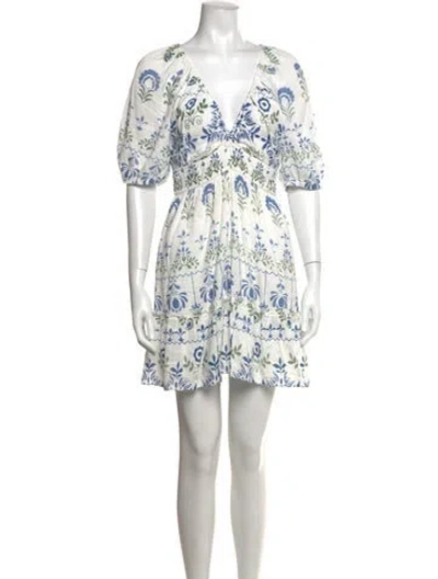 Pre-owned Saylor Floral Print Mini Dress In White