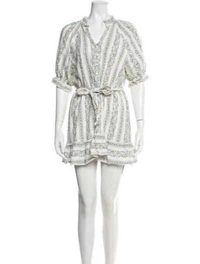 Pre-owned Saylor Floral Print Mini Dress In White