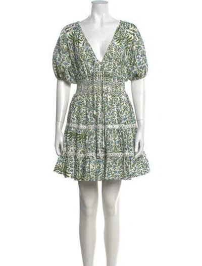 Pre-owned Saylor Floral Print Mini Dress In White