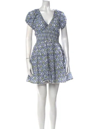 Pre-owned Saylor Floral Print Mini Dress In White