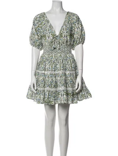 Pre-owned Saylor Floral Print Mini Dress In White