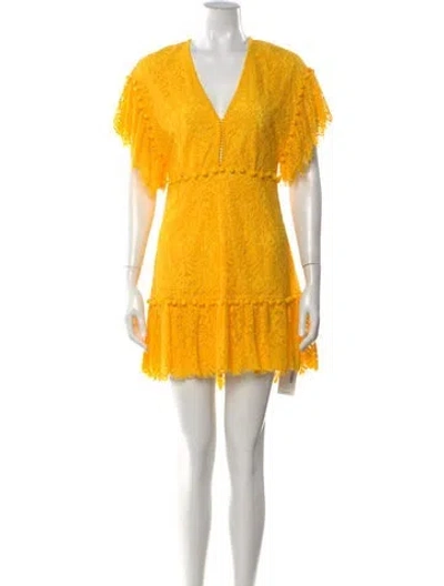 Pre-owned Saylor Floral Print Mini Dress In Yellow