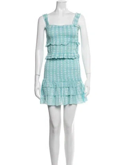 Pre-owned Saylor Floral Print Ruffle Embellishment Skirt Set In Blue
