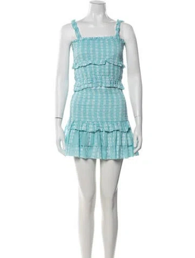 Pre-owned Saylor Floral Print Ruffle Embellishment Skirt Set In Blue