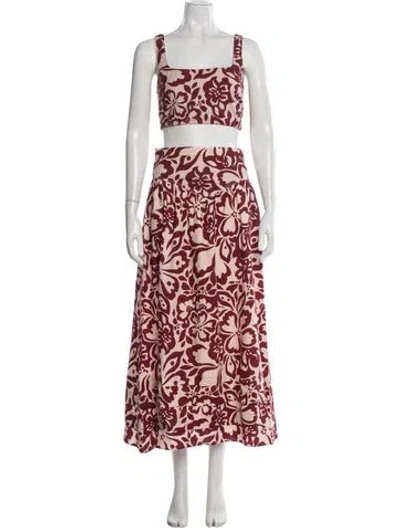 Pre-owned Saylor Floral Print Skirt Set In Red
