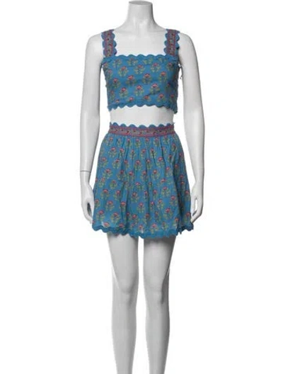Pre-owned Saylor Floral Print Skirt Set W/ Tags In Blue