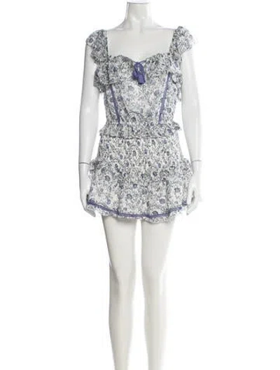 Pre-owned Saylor Floral Print Tassel Accents Skirt Set In Blue