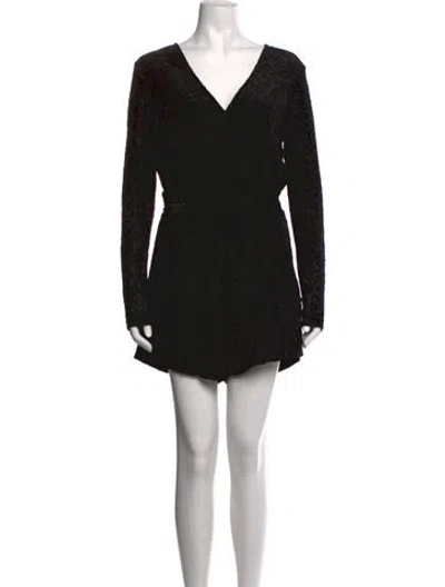 Pre-owned Saylor Floral Print V-neck Romper In Black