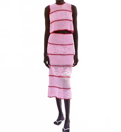 Saylor Fran Skirt Set In Pink/ Red