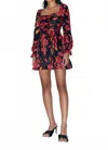 Saylor Fritz Mini Dress In Floral Print In Black