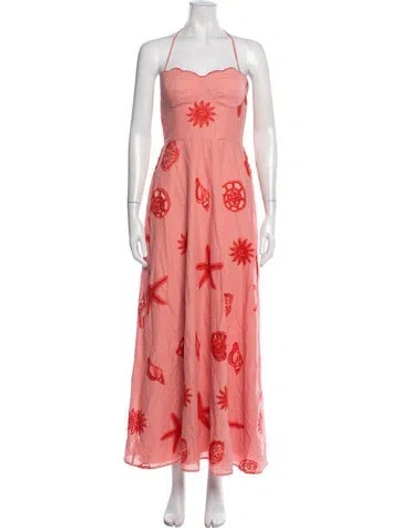 Pre-owned Saylor Graphic Print Long Dress In Pink