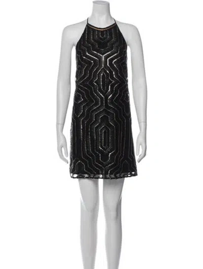 Pre-owned Saylor Graphic Print Mini Dress In Black