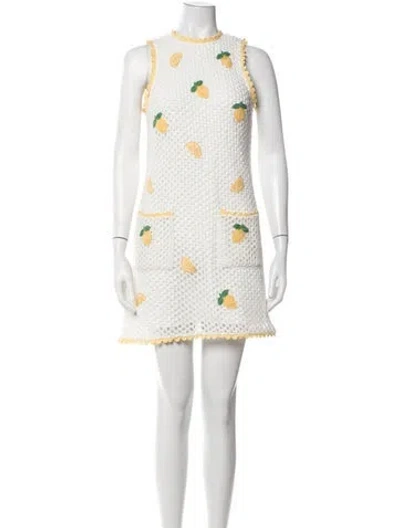 Pre-owned Saylor Graphic Print Mini Dress In White