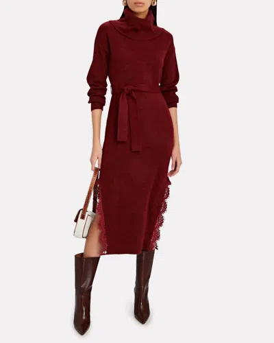 Saylor Gwyneth Sweater Dress In Burgundy In Red