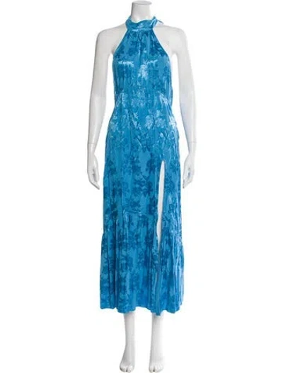 Pre-owned Saylor Halterneck Long Dress In Blue