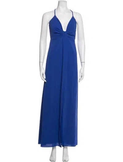 Pre-owned Saylor Halterneck Long Dress In Blue