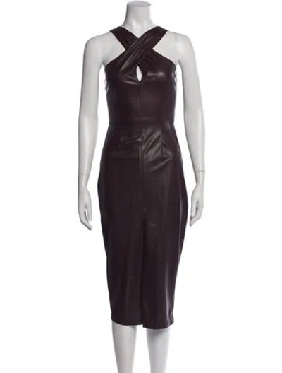 Pre-owned Saylor Halterneck Midi Length Dress In Purple