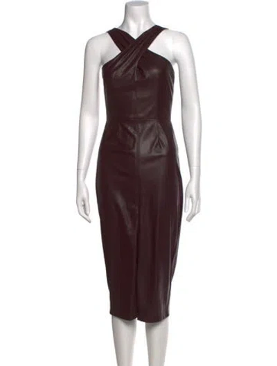 Pre-owned Saylor Halterneck Midi Length Dress In Purple