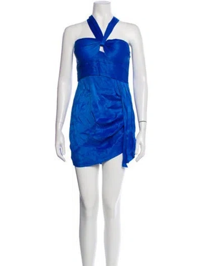 Pre-owned Saylor Halterneck Mini Dress In Blue