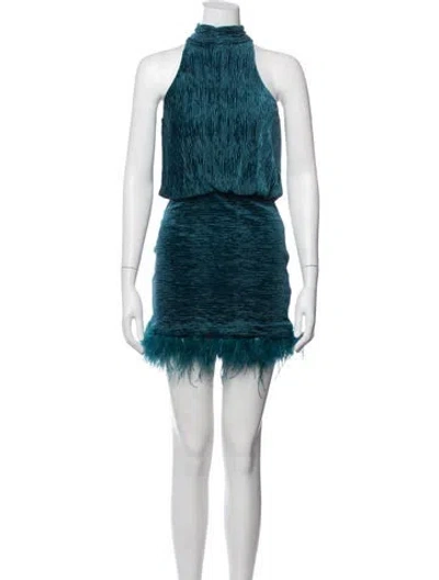 Pre-owned Saylor Halterneck Mini Dress In Blue