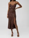 Saylor Harmonie Cut-out Sequin Midi Dress In Brown