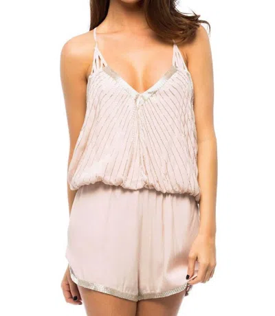 Saylor Hollis Beaded Romper In Blush In Neutral
