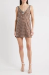 Saylor Jeanetta Sequin Embroidery Cocktail Minidress In Brown